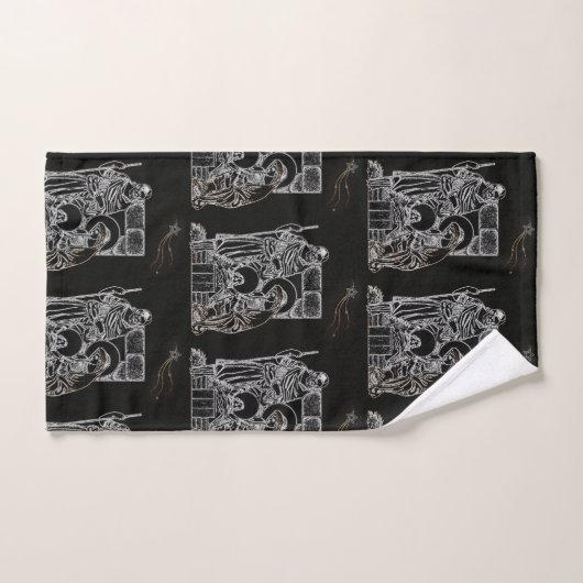 ZWARTE WITTE EN GOUDE NATIVITEIT BAD HANDDOEK (Handdoek)