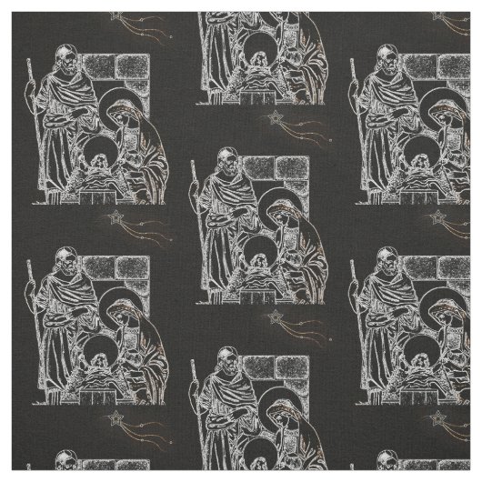 ZWARTE WITTE EN GOUDE NATIVITEIT STOF (Swatch)