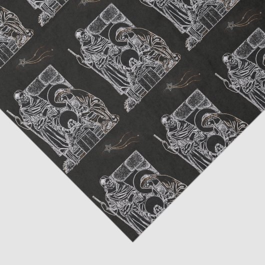 ZWARTE WITTE EN GOUDE NATIVITEIT TISSUEPAPIER (Detail)