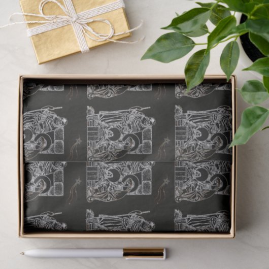 ZWARTE WITTE EN GOUDE NATIVITEIT TISSUEPAPIER (Geschenk)