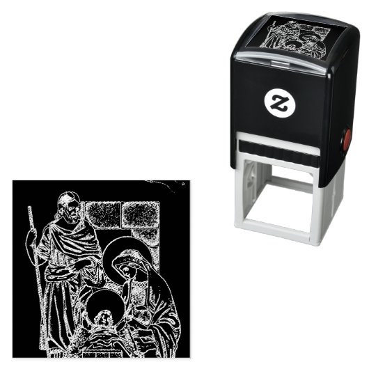 ZWARTE WITTE EN GOUDE NATIVITEIT  ZELFINKTENDE STEMPEL (In situ)