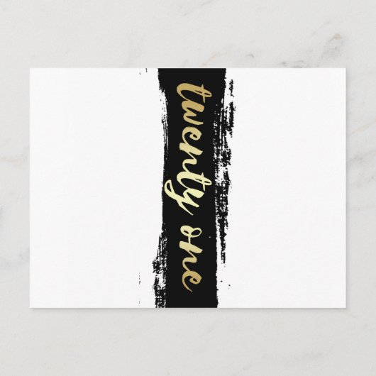 Zwarte, witte en gouden 21e verjaardag uitnodiging briefkaart (Achterkant)