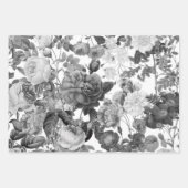 Zwarte, witte en gouden  Floral Inpakpapier Vel (Voorkant)