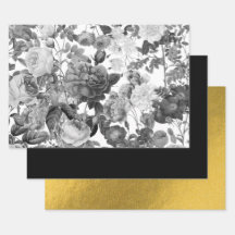 Zwarte, witte en gouden  Floral