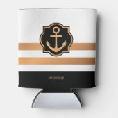 Zwarte witte en gouden strepen blikjeskoeler (Voorkant)