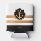 Zwarte witte en gouden strepen blikjeskoeler (Achterkant)