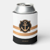 Zwarte witte en gouden strepen blikjeskoeler (Blikje Achterkant)