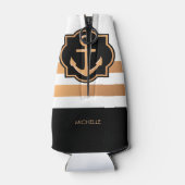 Zwarte witte en gouden strepen flesjeskoeler (Achterkant)