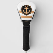 Zwarte witte en gouden strepen golfheadcover (Voorkant)