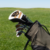 Zwarte witte en gouden strepen golfheadcover (Insitu)