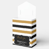 Zwarte, witte en gouden strepen op zaterdag bedankdoosjes (Geopend)