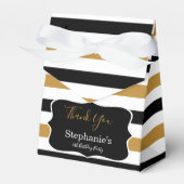 Zwarte, witte en gouden strepen op zaterdag bedankdoosjes (Voorkant Zijde)