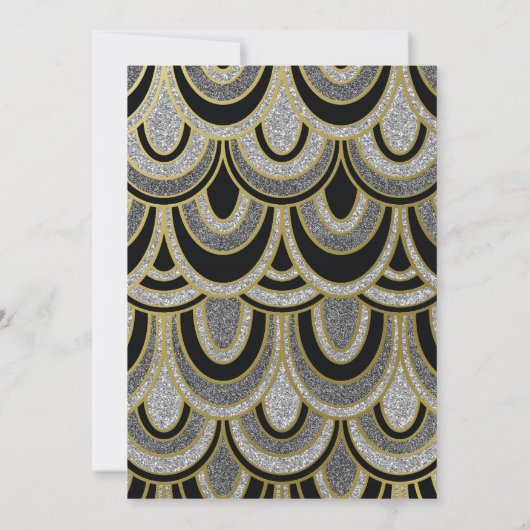  zwarte witte en goudglitter van de jaren twintig kaart (Achterkant)