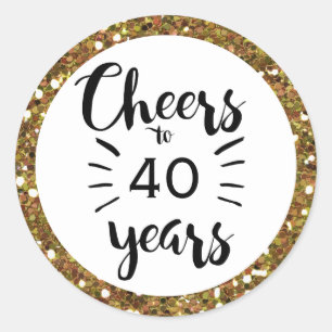 Zwarte witte en goudkaas tot 40 jaar ronde sticker