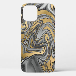 Zwarte, witte en goudkleurige olieslik Abstract Case-Mate iPhone Case