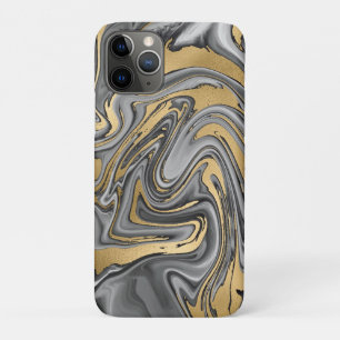 Zwarte, witte en goudkleurige olieslik Abstract Case-Mate iPhone Case