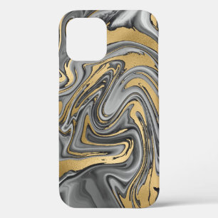 Zwarte, witte en goudkleurige olieslik Abstract Case-Mate iPhone Case