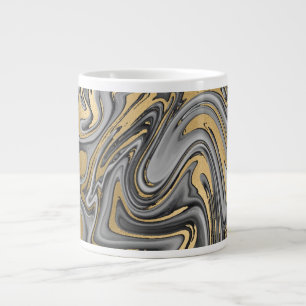 Zwarte, witte en goudkleurige olieslik Abstract Grote Koffiekop