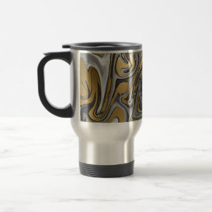 Zwarte, witte en goudkleurige olieslik Abstract Reisbeker