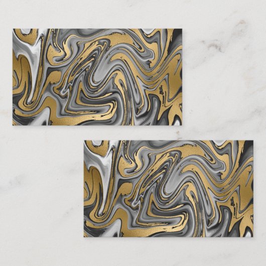 Zwarte, witte en goudkleurige olieslik Abstract Visitekaartje (Voorkant / Achterkant)