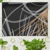 Zwarte witte en goudmatige Abstracte inktlinten Theedoek (Gevouwen)