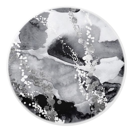 Zwarte, witte en grijze aardewerkknop keramische knop (Voorkant)