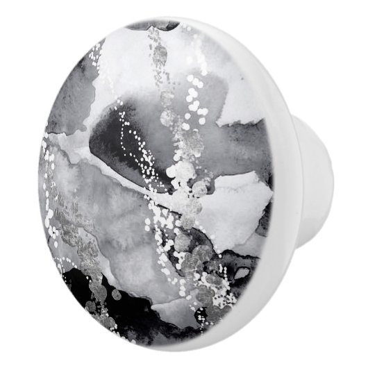 Zwarte, witte en grijze aardewerkknop keramische knop (Rechts)
