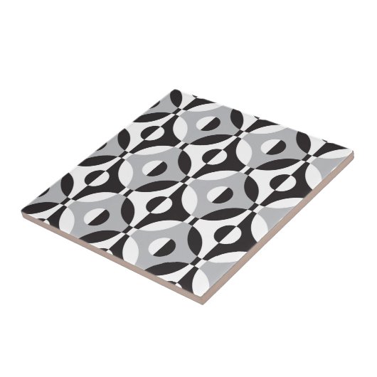 Zwarte, witte en grijze geometrische cirkels tegeltje (Zijkant)