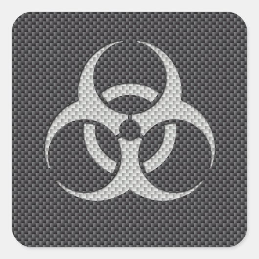 Zwarte witte en grijze giftige koolstofvezel vierkante sticker (Voorkant)