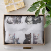 Zwarte, witte en grijze kitten Fussy Cuts Tissuepapier (Geschenk)
