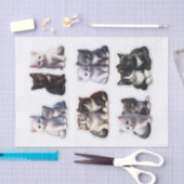 Zwarte, witte en grijze kitten Fussy Cuts Tissuepapier (Craft)