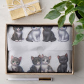 Zwarte, witte en grijze kitten illustraties tissuepapier (Geschenk)