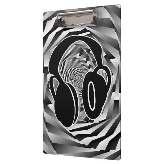 Zwarte witte en grijze spirale hoofdtelefoon klembord (Links)