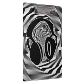 Zwarte witte en grijze spirale hoofdtelefoon klembord (Rechts)