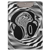 Zwarte witte en grijze spirale hoofdtelefoon klembord (Voorkant)