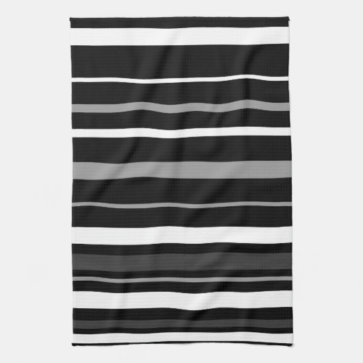 Zwarte, witte en grijze strepen. theedoek (Verticaal)
