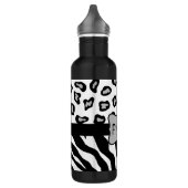 Zwarte, witte en grijze Zebra en Cheetah Skin Mono Waterfles (Links)