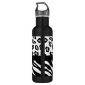 Zwarte, witte en grijze Zebra en Cheetah Skin Mono Waterfles (Achterkant)