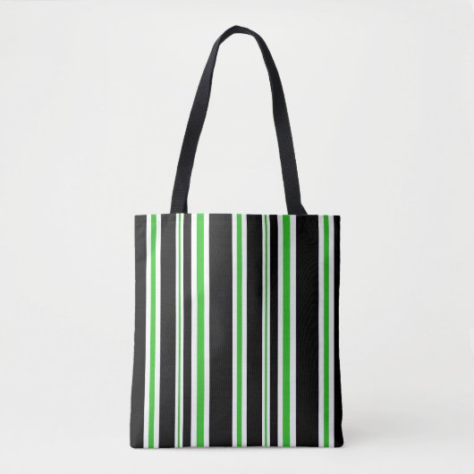 Zwarte, witte en groene gestreepte tote | Hallowee Bag (Voorkant)