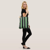 Zwarte, witte en groene gestreepte tote | Hallowee Bag (Op model)