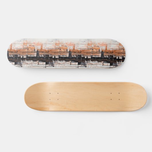 Zwarte, witte en koperen Abstracte verfdruppels Persoonlijk Skateboard (Horizontaal)