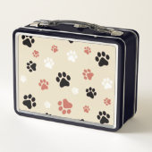 zwarte, witte en oranje hondenpootjes, metaal lunc (Achterkant)