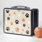 zwarte, witte en oranje hondenpootjes, metaal lunc (In situ)