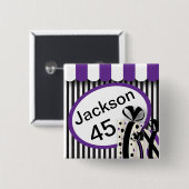 Zwarte, witte en Paarse strepen | DIY-tekst Vierkante Button 5,1 Cm (Voorkant /achterkant)