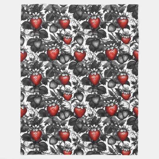 Zwarte, witte en rode aardbeien overal fleece deken (Voorkant)