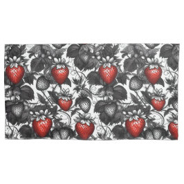 Zwarte, witte en rode aardbeien overal kussensloop