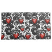 Zwarte, witte en rode aardbeien overal kussensloop (Voorkant-Rechts)