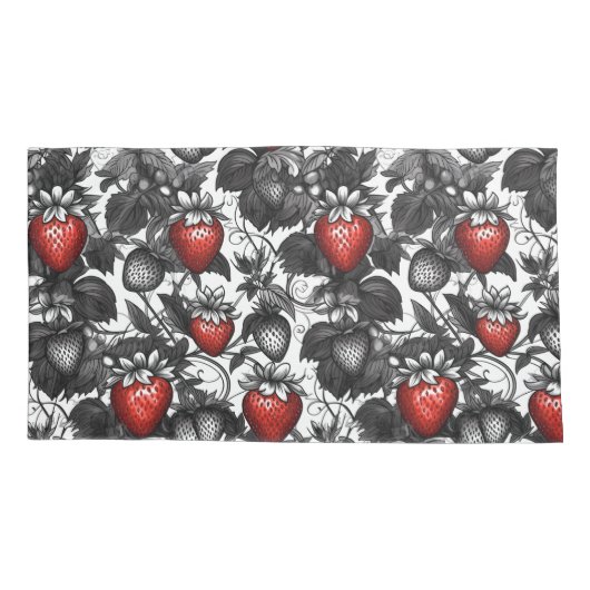 Zwarte, witte en rode aardbeien overal kussensloop (Achterkant-Links)