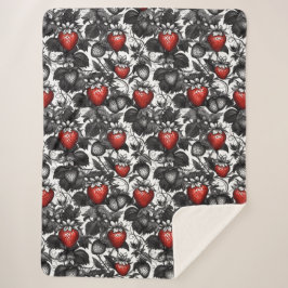 Zwarte, witte en rode aardbeien overal sherpa deken