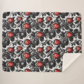 Zwarte, witte en rode aardbeien overal sherpa deken (Voorkant (horizontaal))